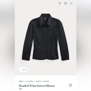 NWT Ralph Lauren Double RL RRL Beaded Trim Sateen Blouse